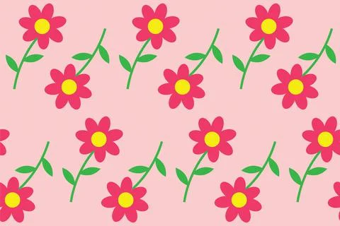 Seamless pattern with flowers on pink board. Spring illustration. Beautiful p Stock Illustration