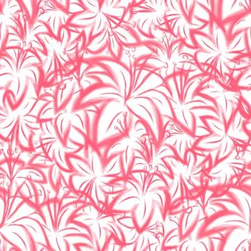 Seamless pattern with flowers of pink lily Stock Illustration