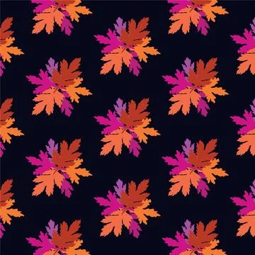 Seamless pattern with flowers pink red color black background Stock Illustration