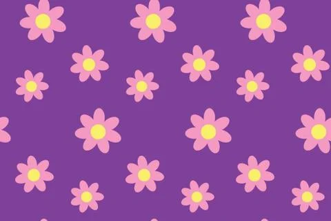 Seamless pattern with flowers on purple board. Spring illustration Stock Illustration