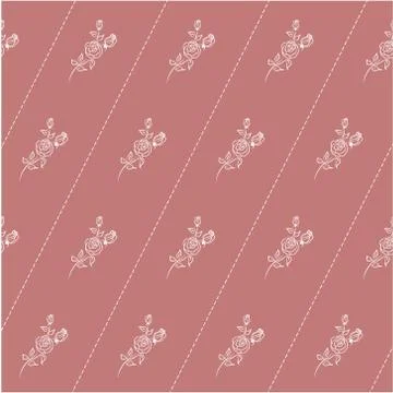 Seamless pattern with flowers roses on pink, vector floral illustration in Stock Illustration
