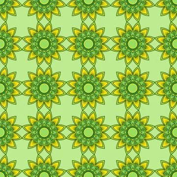 Seamless pattern with flowers as a sun Stock Illustration