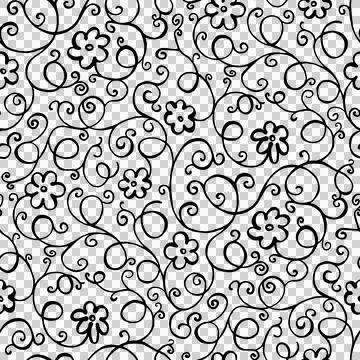 Seamless pattern flowers swirls spirals Stock Illustration