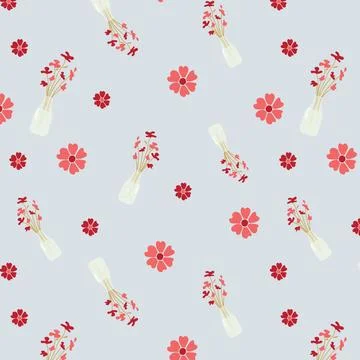 Seamless pattern of flowers in vase Stock Illustration