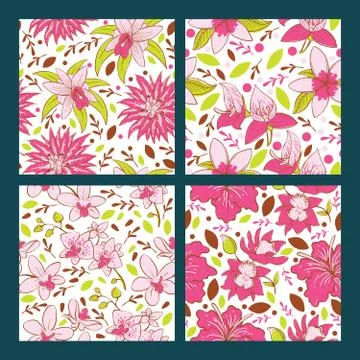 Seamless pattern with flowers vector illustration. Tropical flower textile Stock Illustration