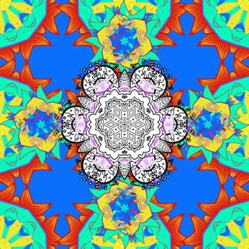 Seamless pattern with flowers. Vector ornate zentangle texture, endless pattern Stock Illustration