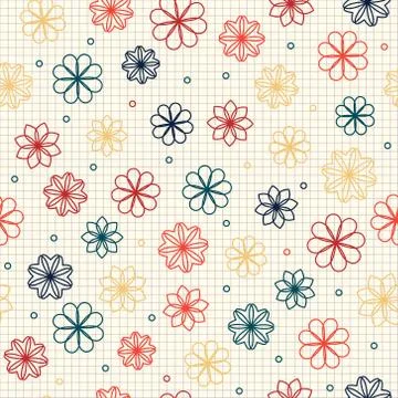 Seamless pattern with flowers in warm colors Stock Illustration