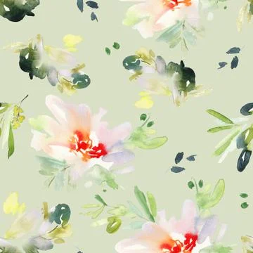 Seamless pattern with flowers watercolor. Stock Illustration