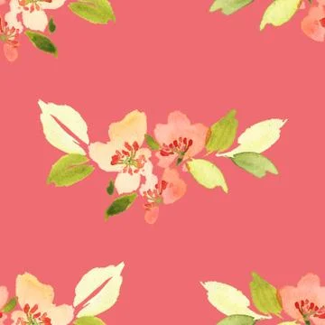 Seamless pattern with flowers watercolor. Stock Illustration