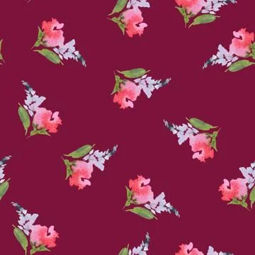 Seamless pattern with flowers watercolor. Stock Illustration