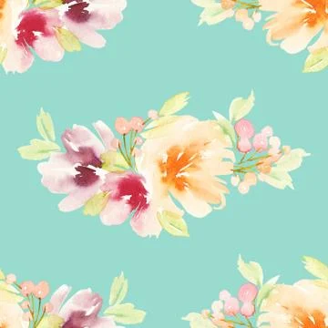 Seamless pattern with flowers watercolor Stock Illustration