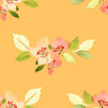 Seamless pattern with flowers watercolor Stock Illustration
