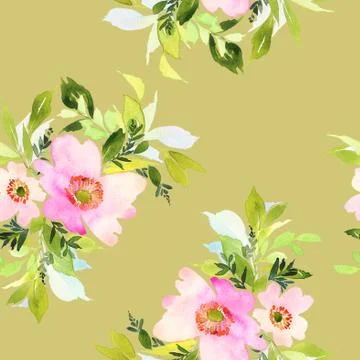 Seamless pattern with flowers watercolor Illustrazione stock