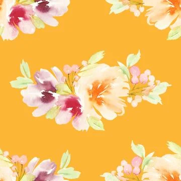 Seamless pattern with flowers watercolor Stock Illustration