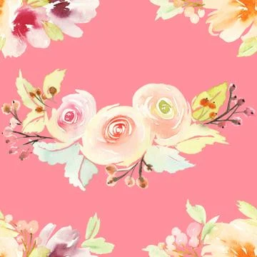 Seamless pattern with flowers watercolor Stock Illustration