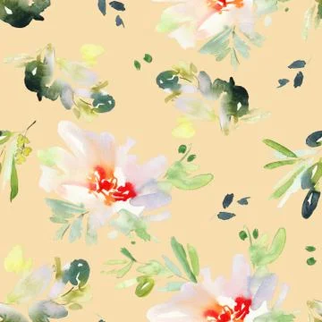 Seamless pattern with flowers watercolor Stock Illustration