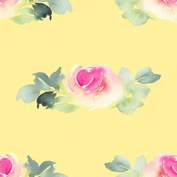 Seamless pattern with flowers watercolor Stock Illustration