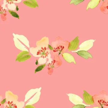 Seamless pattern with flowers watercolor Stock Illustration