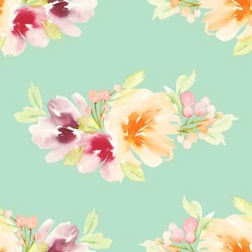 Seamless pattern with flowers watercolor Stock Illustration