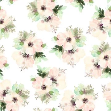 Seamless pattern with flowers watercolor Stock Illustration