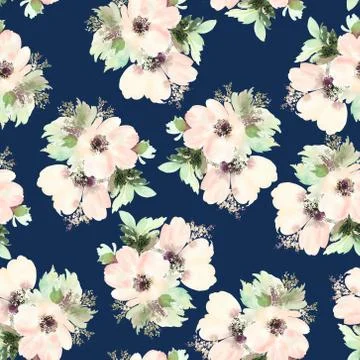 Seamless pattern with flowers watercolor Stock Illustration