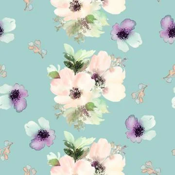 Seamless pattern with flowers watercolor Illustrazione stock