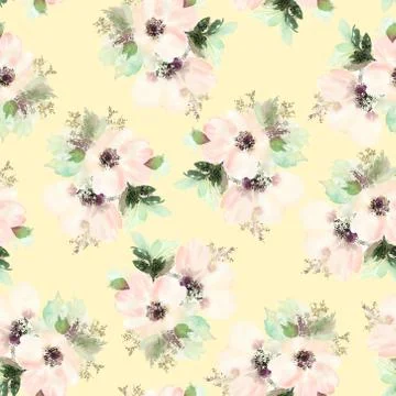 Seamless pattern with flowers watercolor Illustrazione stock