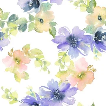Seamless pattern with flowers watercolor Illustrazione stock