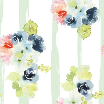 Seamless pattern with flowers watercolor Illustrazione stock
