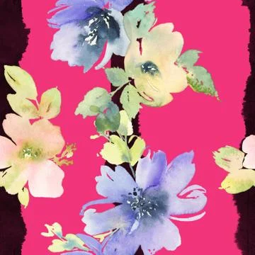 Seamless pattern with flowers watercolor Stock-Illustration