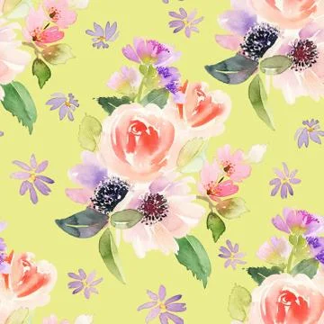 Seamless pattern with flowers watercolor Illustrazione stock