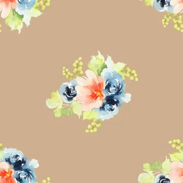 Seamless pattern with flowers watercolor Stock Illustration