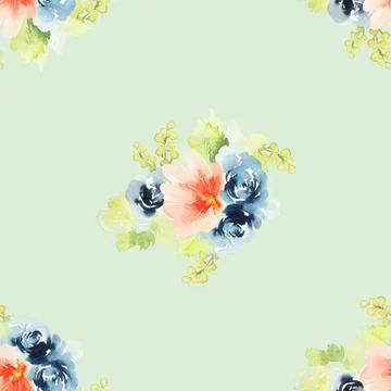 Seamless pattern with flowers watercolor Stock Illustration