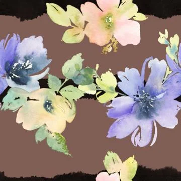 Seamless pattern with flowers watercolor Stock Illustration