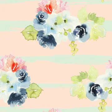 Seamless pattern with flowers watercolor Stock Illustration