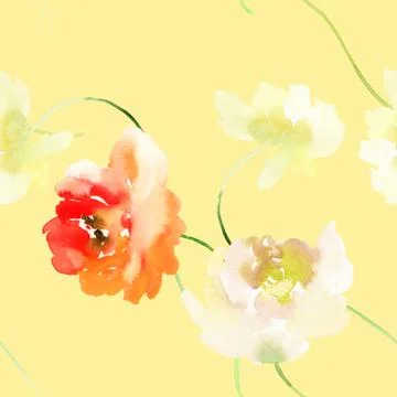Seamless pattern with flowers watercolor Illustrazione stock