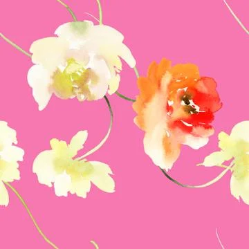 Seamless pattern with flowers watercolor Illustrazione stock
