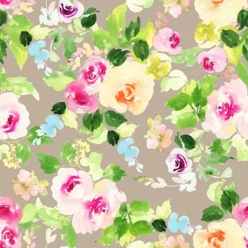 Seamless pattern with flowers watercolor Illustrazione stock