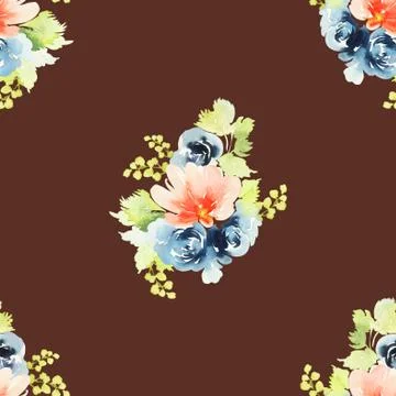 Seamless pattern with flowers watercolor Stock Illustration