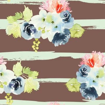 Seamless pattern with flowers watercolor Illustrazione stock