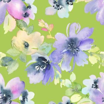 Seamless pattern with flowers watercolor Illustrazione stock