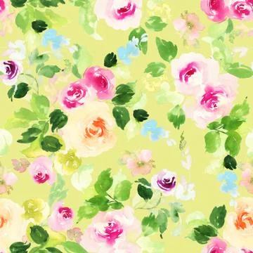 Seamless pattern with flowers watercolor Stock Illustration