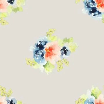 Seamless pattern with flowers watercolor Stock Illustration