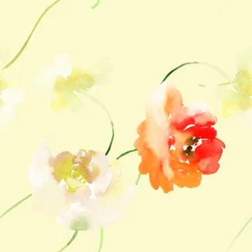 Seamless pattern with flowers watercolor Stock Illustration