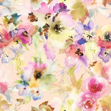 Seamless pattern with flowers watercolor Illustrazione stock