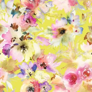 Seamless pattern with flowers watercolor Stock Illustration