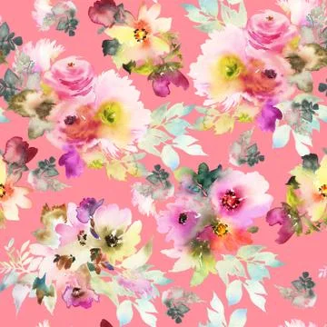 Seamless pattern with flowers watercolor Illustrazione stock