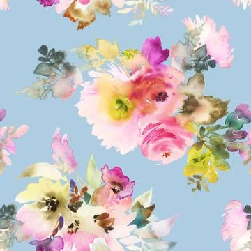 Seamless pattern with flowers watercolor Illustrazione stock