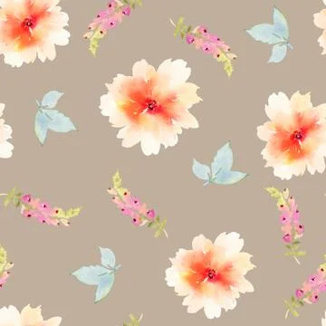 Seamless pattern with flowers watercolor Stock Illustration