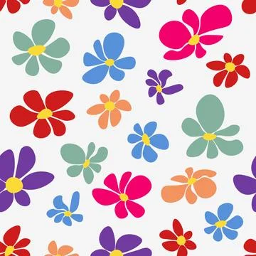 Seamless pattern of flowers on white backgound Stock Illustration